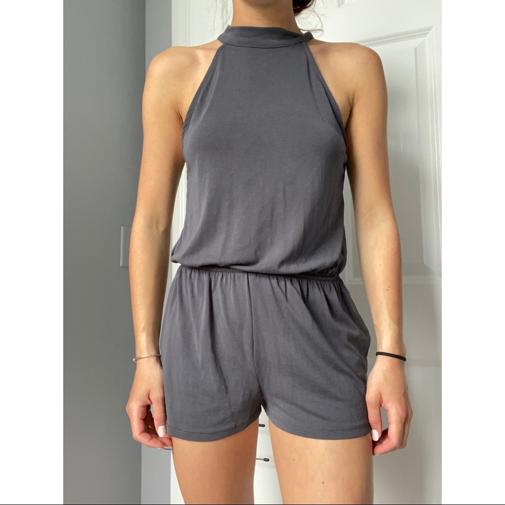 Grey high neck romper